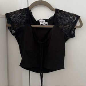 Princess Polly Black & Lace Crop Top Size 4.